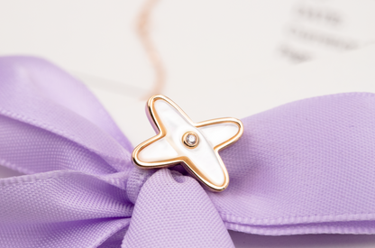 [AURORA]JEUX DE WHITE MOP ROSÉGOLD DIAMANT OHRRINGE