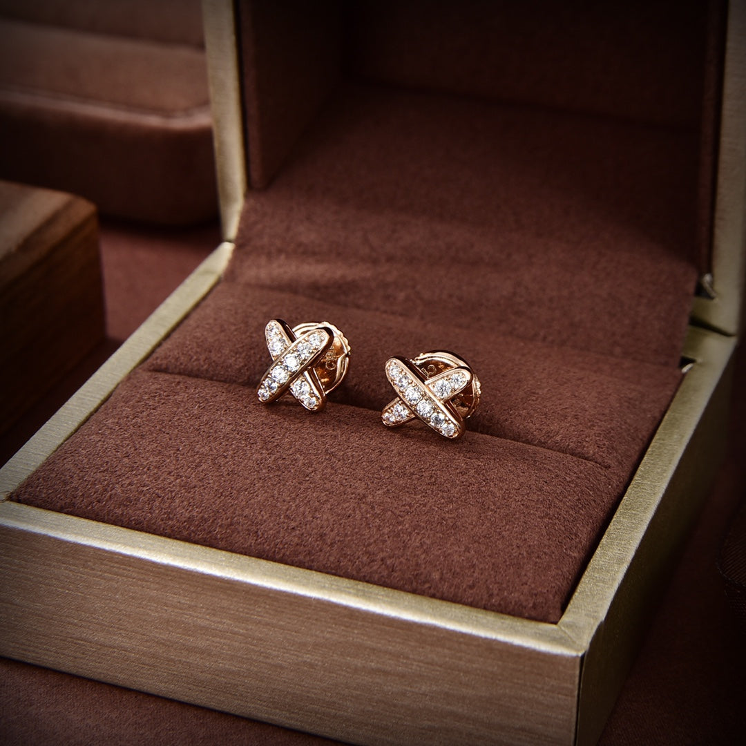 [Aurora]JEUX DE GOLD DIAMOND EARRINGS