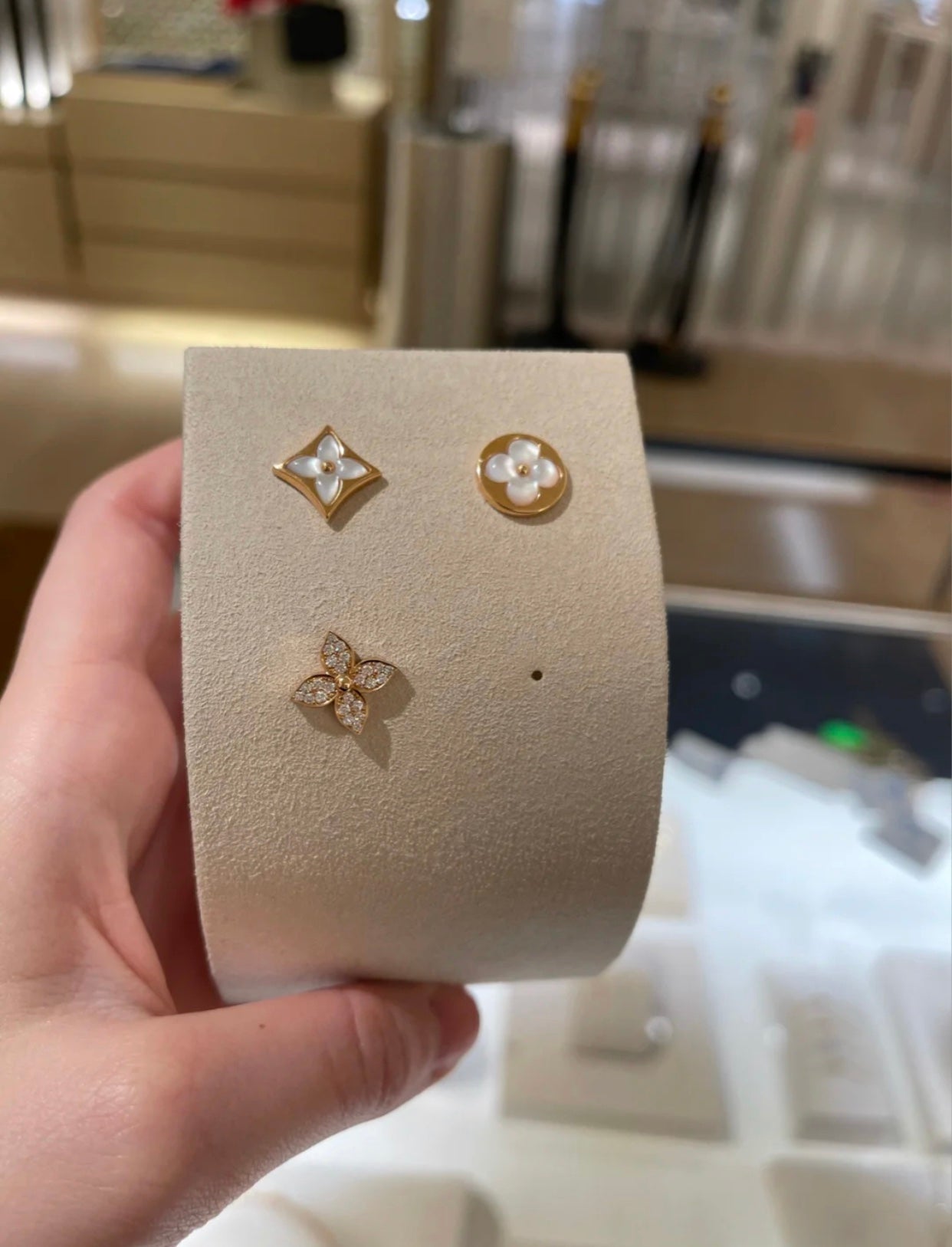 [Aurora]STAR BLOSSOM STUD EARRINGS PINK GOLD DIAMONDS