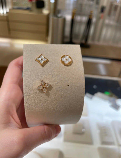 [Aurora]STAR BLOSSOM STUD EARRINGS PINK GOLD DIAMONDS