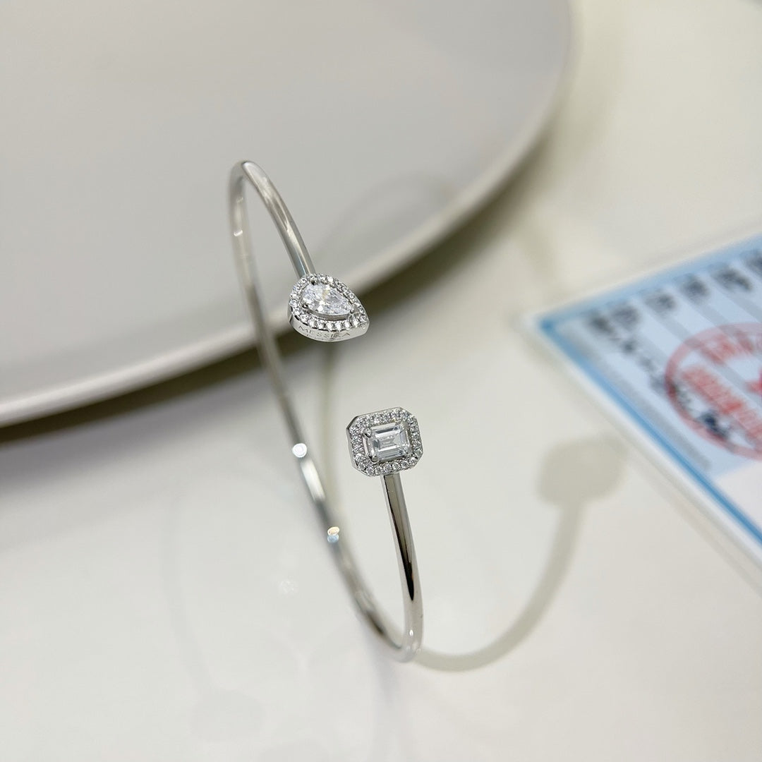 [AURORA]JONC FLEX MY TWIN TOI & MOI SILVER DIAMOND BRACELET
