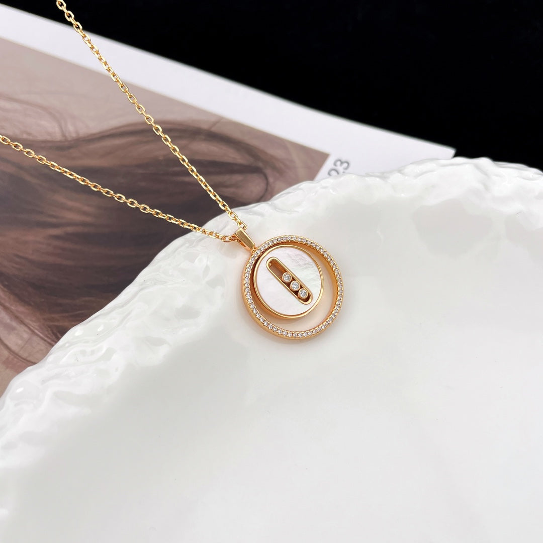 [AURORA]LUCKY MOVE MM NACRE BLANCHE DIAMOND NECKLACE