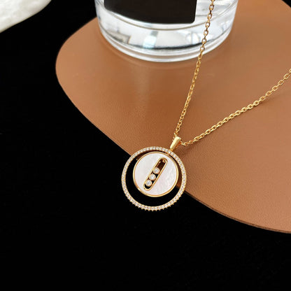 [AURORA]LUCKY MOVE MM NACRE BLANCHE DIAMOND NECKLACE