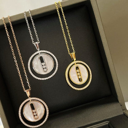[AURORA]LUCKY MOVE MM NACRE BLANCHE DIAMOND NECKLACE