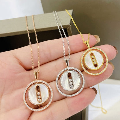 [AURORA]LUCKY MOVE MM NACRE BLANCHE DIAMOND NECKLACE