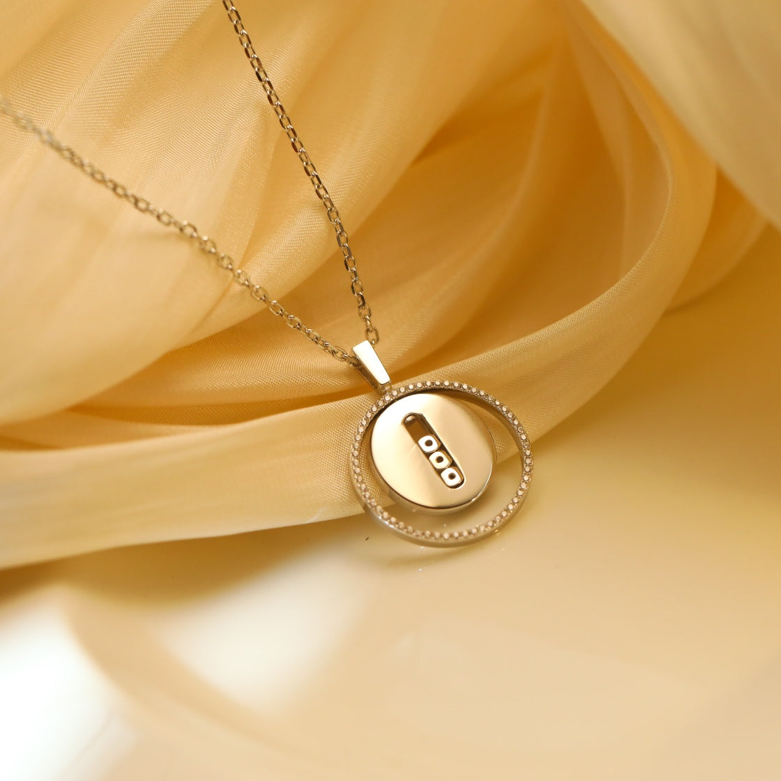 [AURORA]LUCKY MOVE MM SILVER DIAMOND NECKLACE