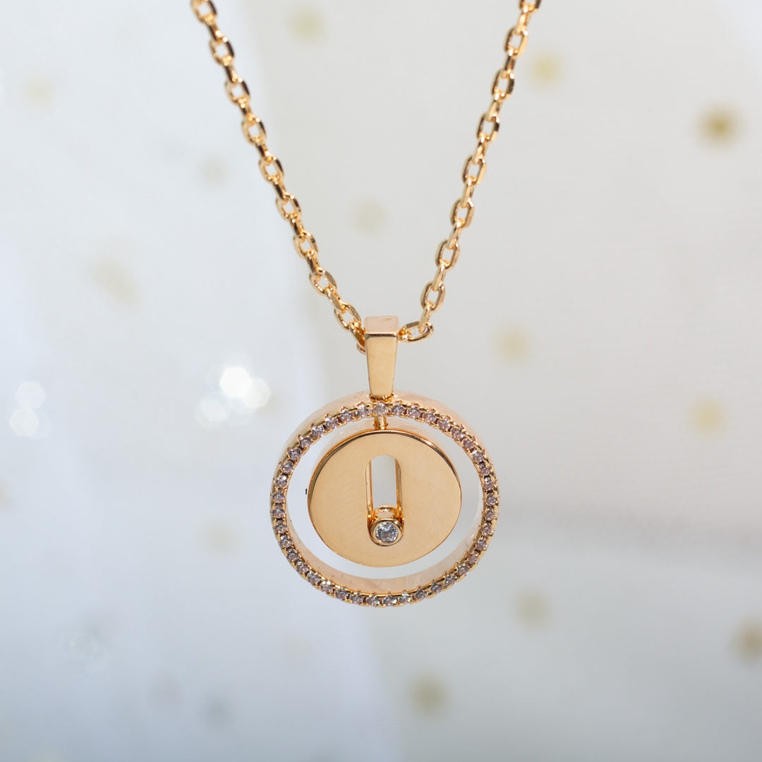 [AURORA]LUCKY MOVE PM NECKLACE PINK GOLD DIAMOND