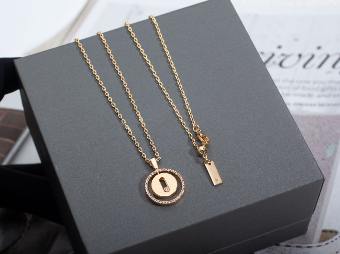 [AURORA]LUCKY MOVE PM NECKLACE PINK GOLD DIAMOND