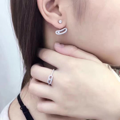 [AURORA]MOVE UNO SILVER DIAMOND EARRINGS