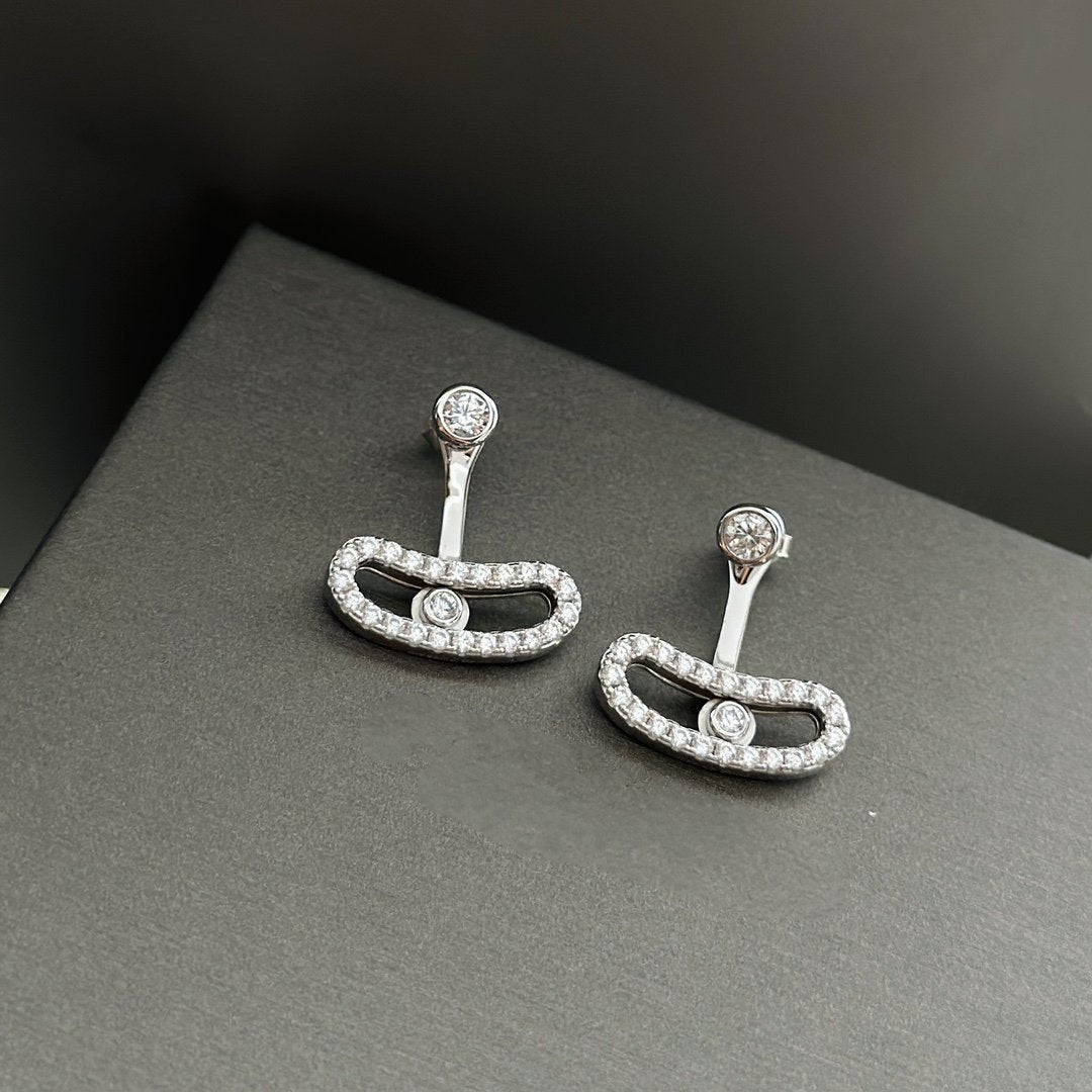 [AURORA]MOVE UNO SILVER DIAMOND EARRINGS