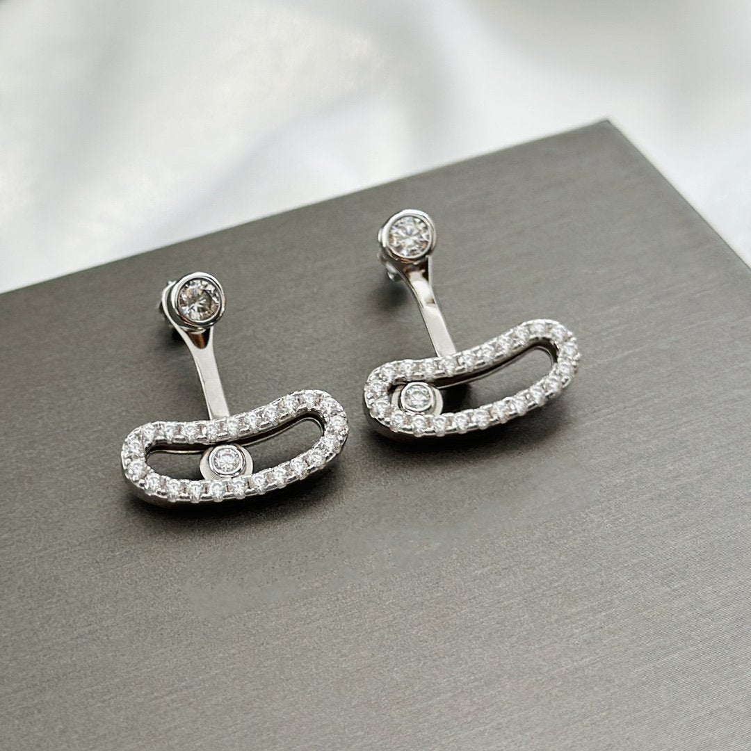 [AURORA]MOVE UNO SILVER DIAMOND EARRINGS