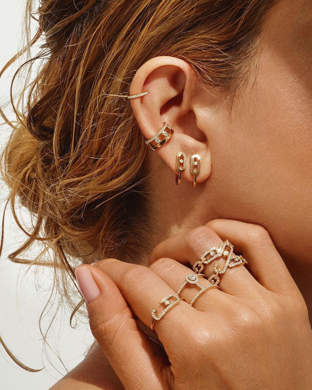 [AURORA]CREOLES MOVE UNO MINI 1 DIAMOND EARRINGS