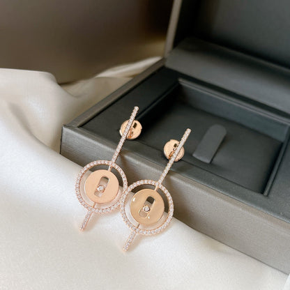 [AURORA]LUCKY MOVE ARROW PINK GOLD DIAMOND EARRINGS