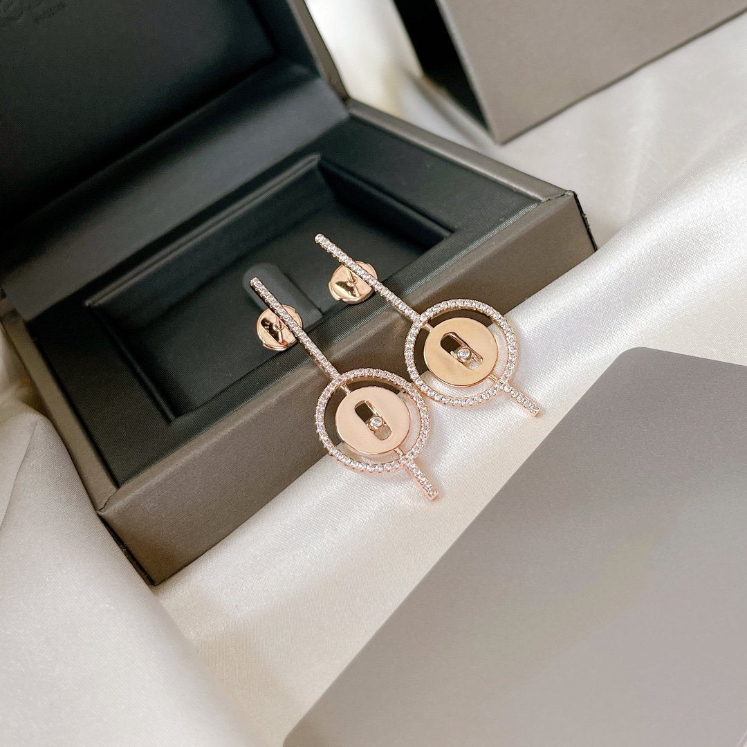 [AURORA]LUCKY MOVE ARROW PINK GOLD DIAMOND EARRINGS