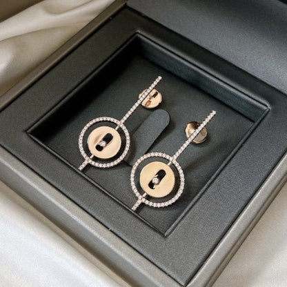 [AURORA]LUCKY MOVE ARROW PINK GOLD DIAMOND EARRINGS