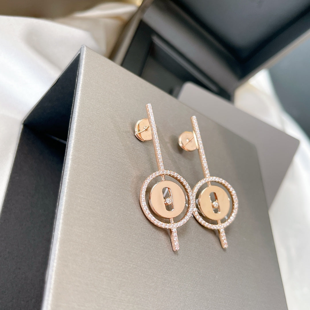 [AURORA]LUCKY MOVE ARROW PINK GOLD DIAMOND EARRINGS