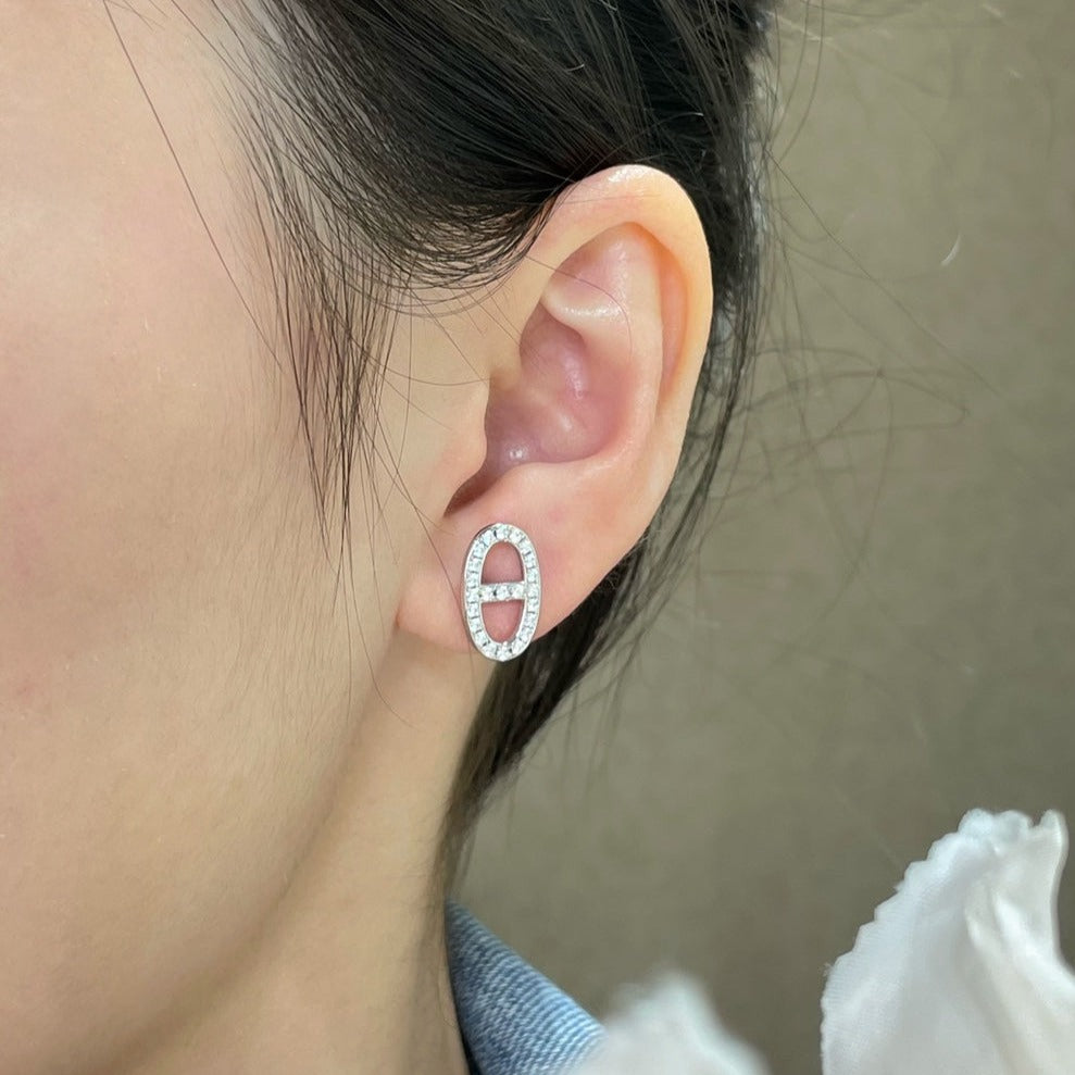 [Aurora]HM FULL DIAMOND PIG NOSE STUD EARRINGS
