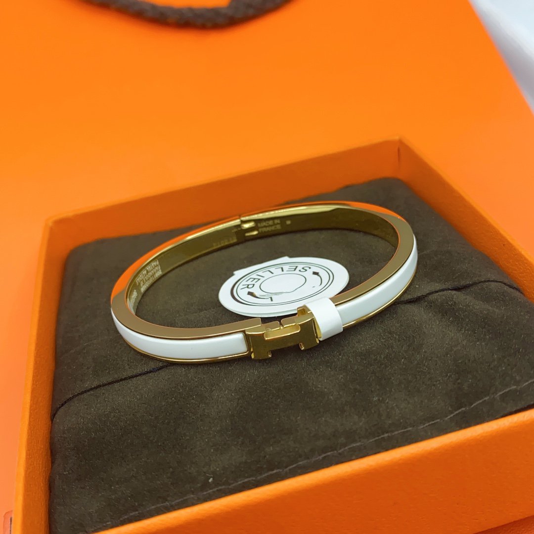 [AURORA]CLASSIC HM CLIC WHITE 8MM ENAMEL BRACELET