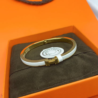 [AURORA]CLASSIC HM CLIC WHITE 8MM ENAMEL BRACELET