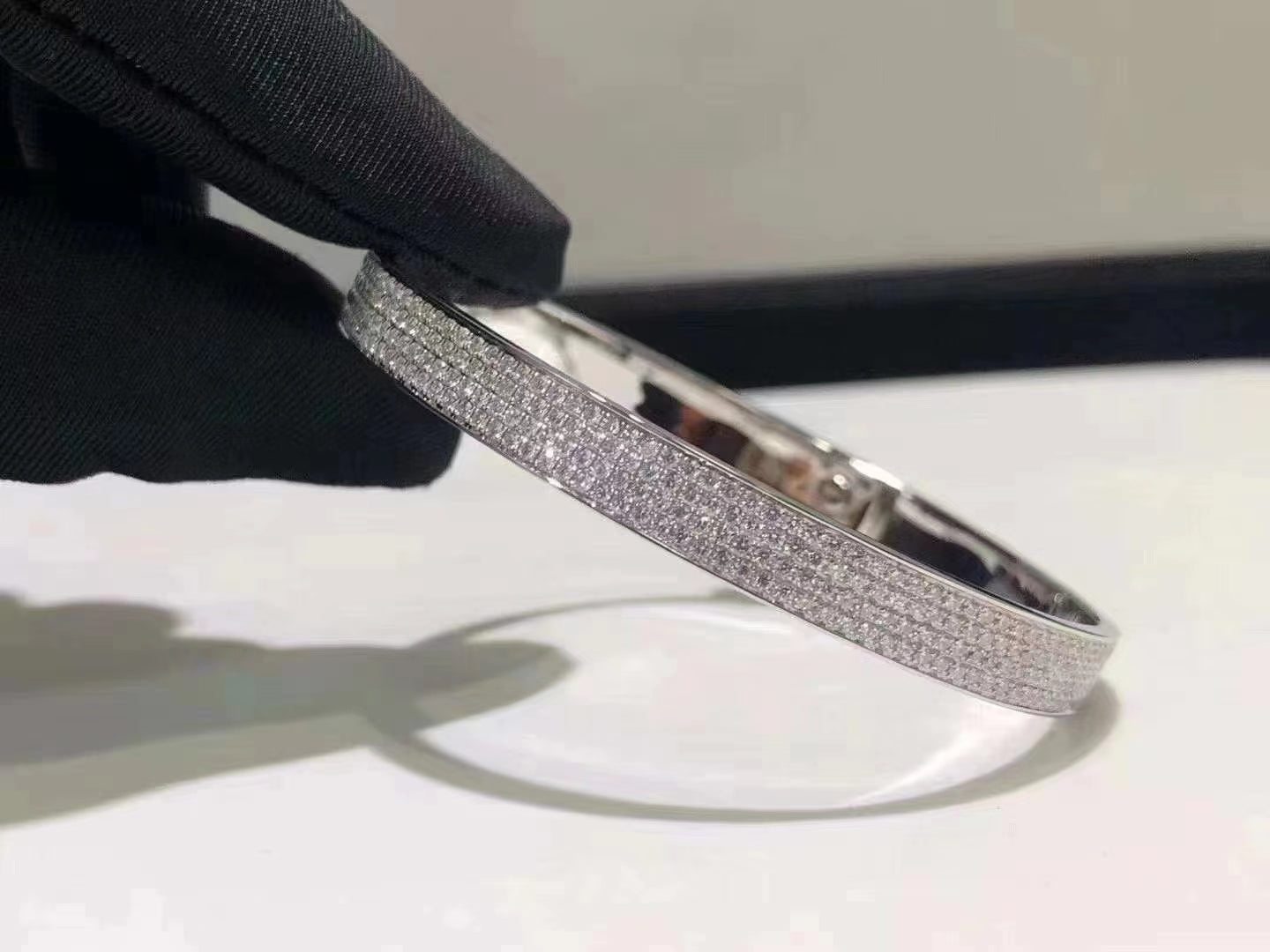 [AURORA]HM KELLY BRACELET IN SILVER AND FULL PAVE DIAMOND