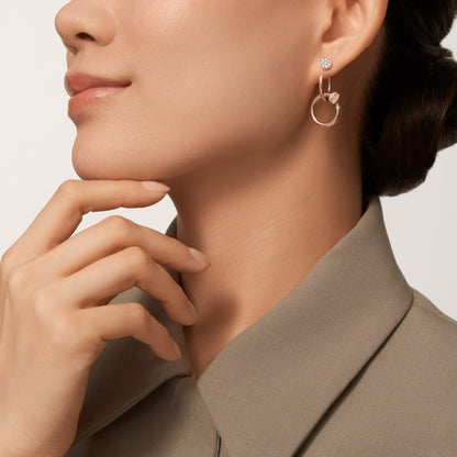 [AURORA]JUSTE HALF DIAMOND DOUBLE EARRINGS