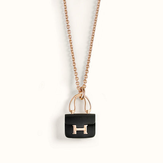 [AURORA]CONSTANCE BLACK PEDANT PINK GOLD NECKLACE