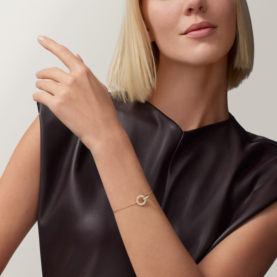 [AURORA]LOVE DOUBLE RING FULL DIAMOND BRACELET