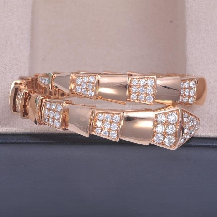 [AURORA]SERPENTI WIDE BRACELET PINK GOLD DIAMOND