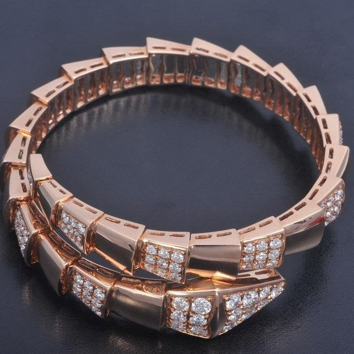 [AURORA]SERPENTI WIDE BRACELET PINK GOLD DIAMOND