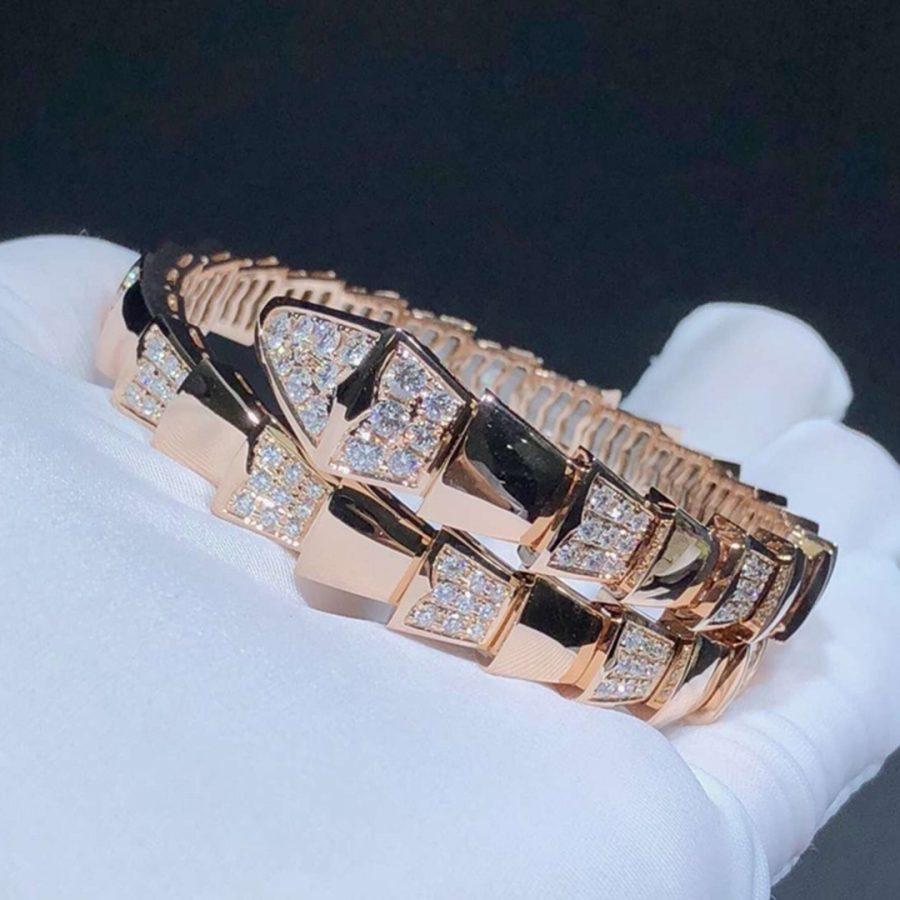 [AURORA]SERPENTI WIDE BRACELET PINK GOLD DIAMOND