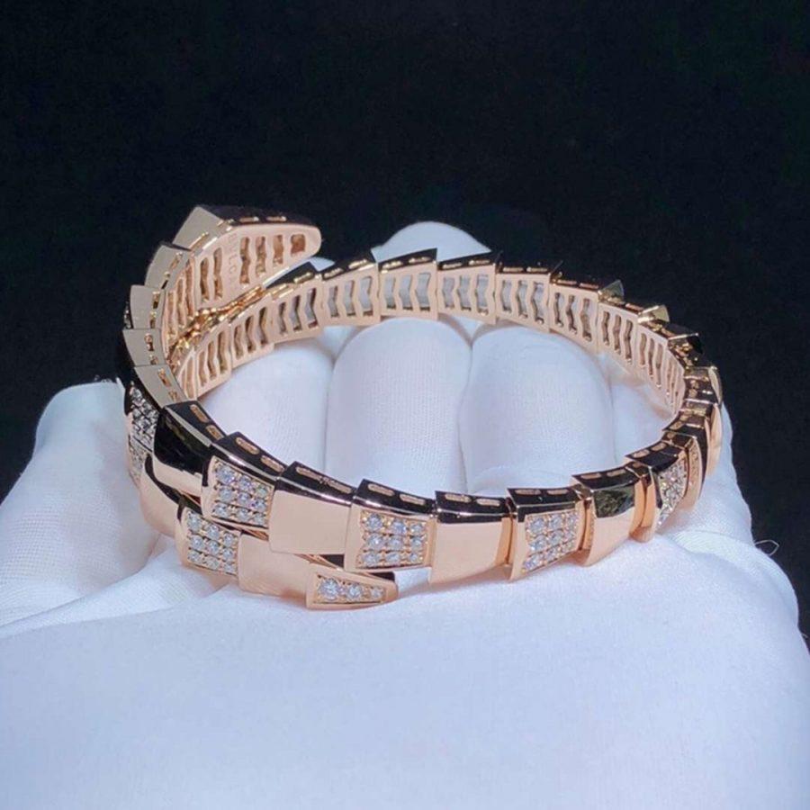 [AURORA]SERPENTI WIDE BRACELET PINK GOLD DIAMOND