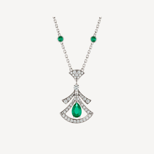 [Aurora]DREAM NECKLACE MALACHITE DIAMOND SILVER