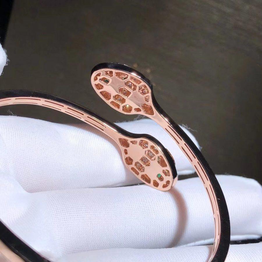 [Aurora]SERPENTI BRACELET PINK GOLD MALACHITE DIAMOND DOUBLE SNAKE