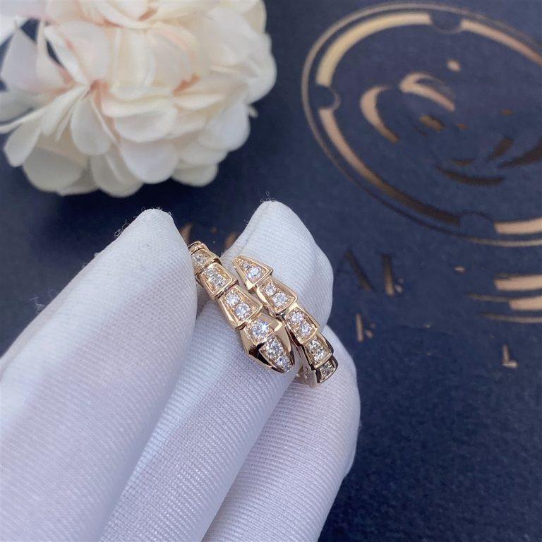 [Aurora]SERPENTI RING PINK GOLD DIAMOND PAVED 4MM