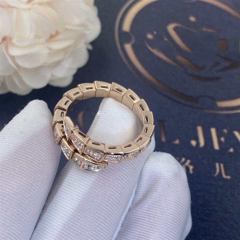 [Aurora]SERPENTI RING PINK GOLD DIAMOND PAVED 4MM