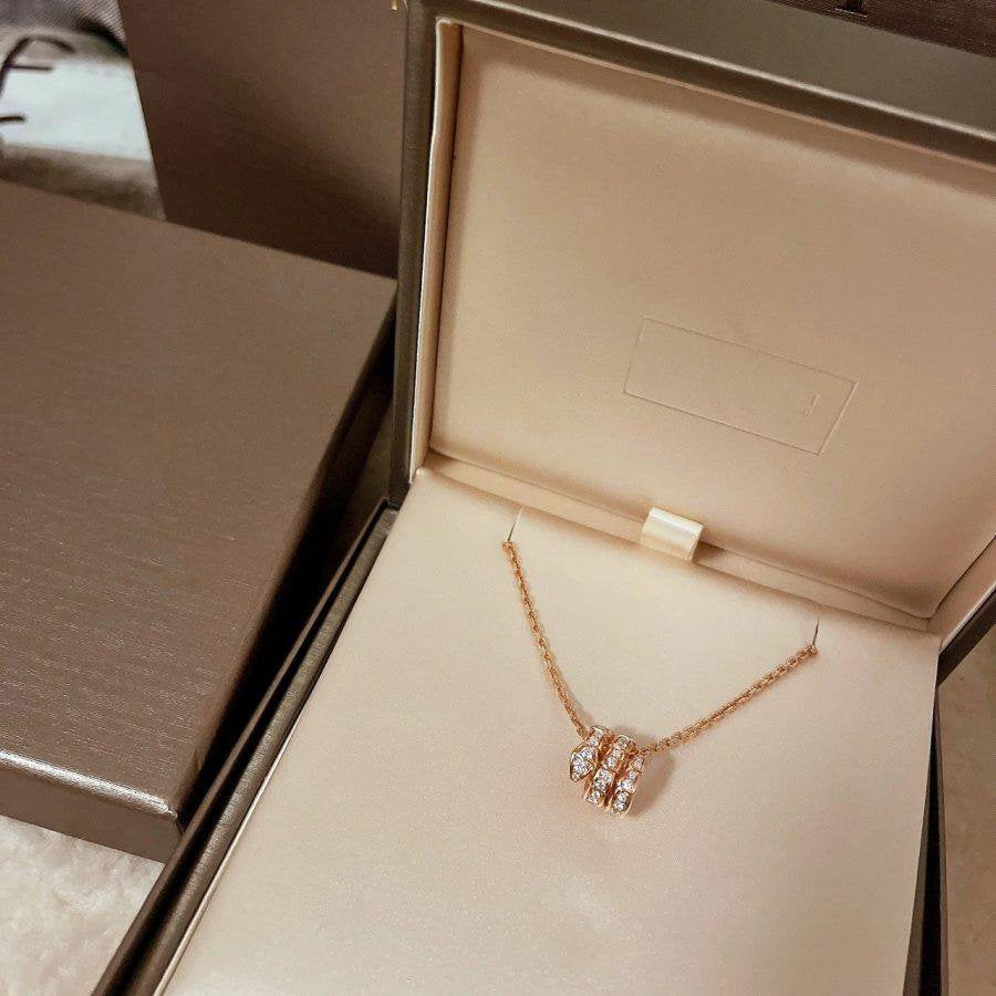 [Aurora]SERPENTI PINK GOLD NECKLACE DOUBLE RING DIAMOND