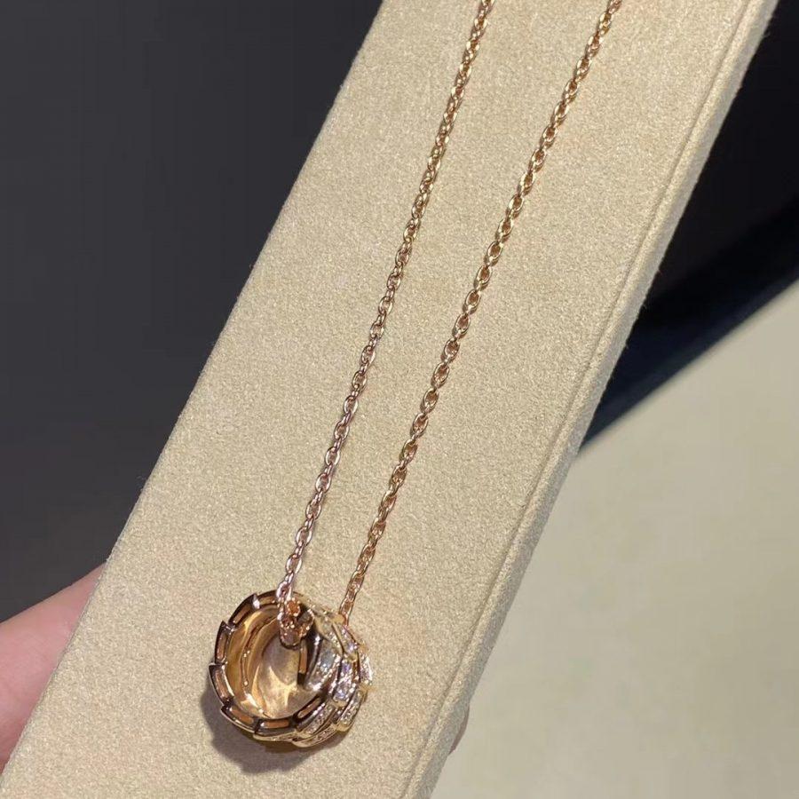 [Aurora]SERPENTI PINK GOLD NECKLACE DOUBLE RING DIAMOND