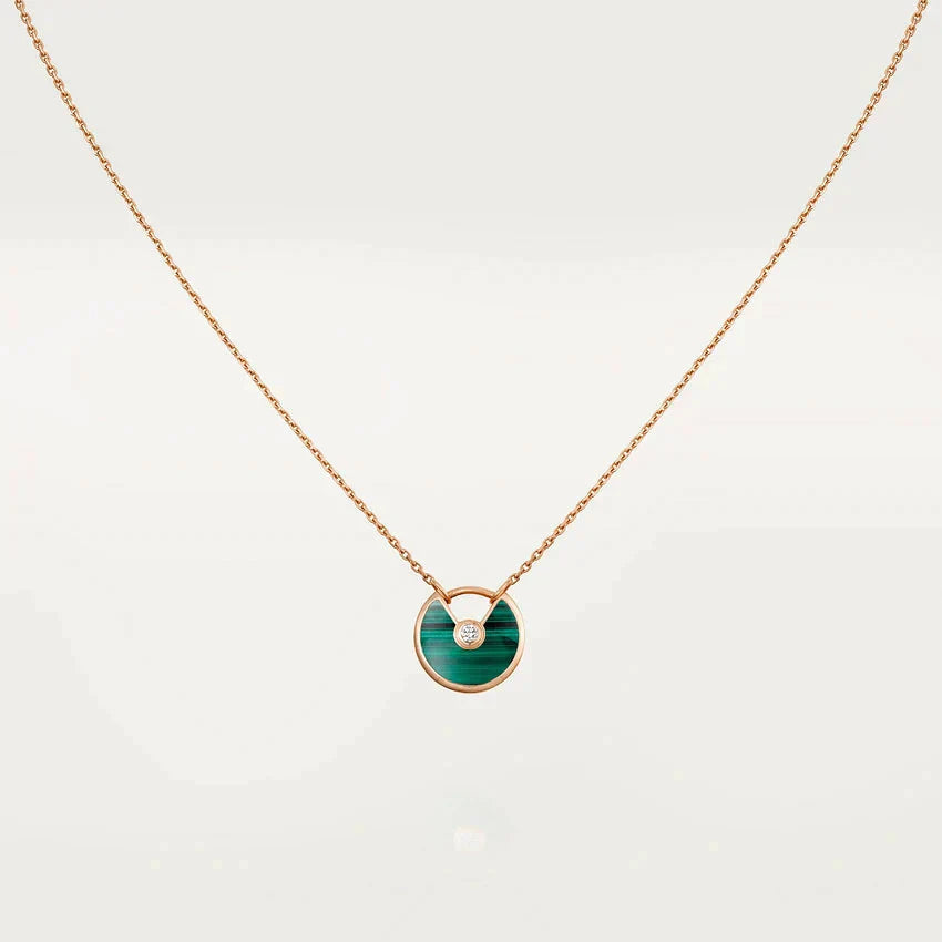 [Aurora]AMULETTE ROSE GOLD MALACHITE NECKLACE