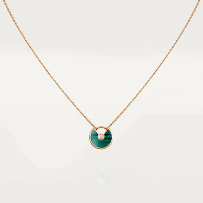 [Aurora]AMULETTE ROSE GOLD MALACHITE NECKLACE
