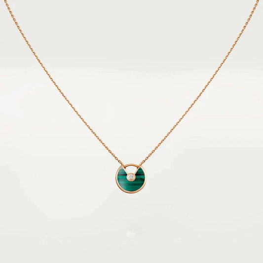 [Aurora]AMULETTE ROSE GOLD MALACHITE NECKLACE