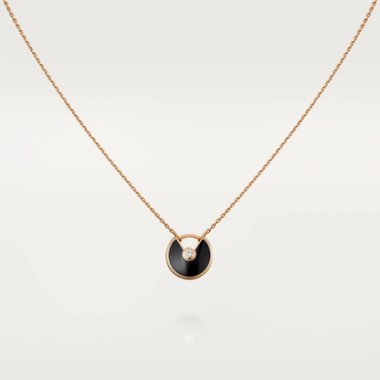 [Aurora]AMULETTE ROSE GOLD ONYX NECKLACE