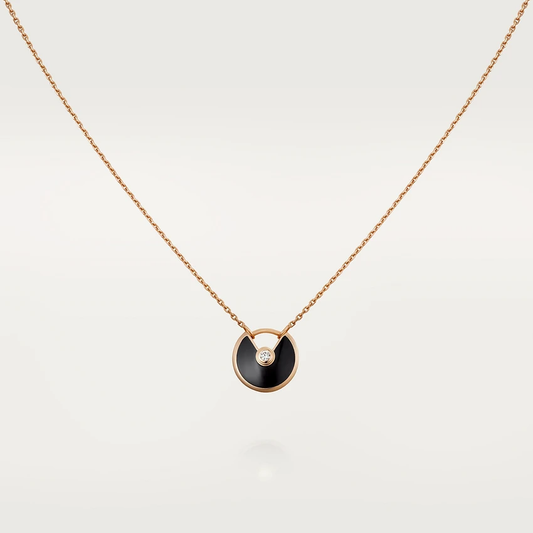 [Aurora]AMULETTE ROSE GOLD ONYX NECKLACE