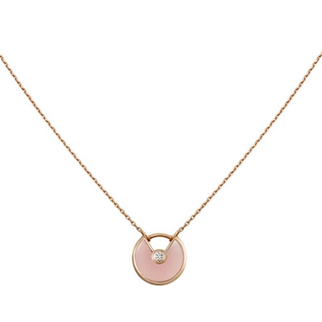 [Aurora]AMULETTE ROSE GOLD PINK MOP NECKLACE
