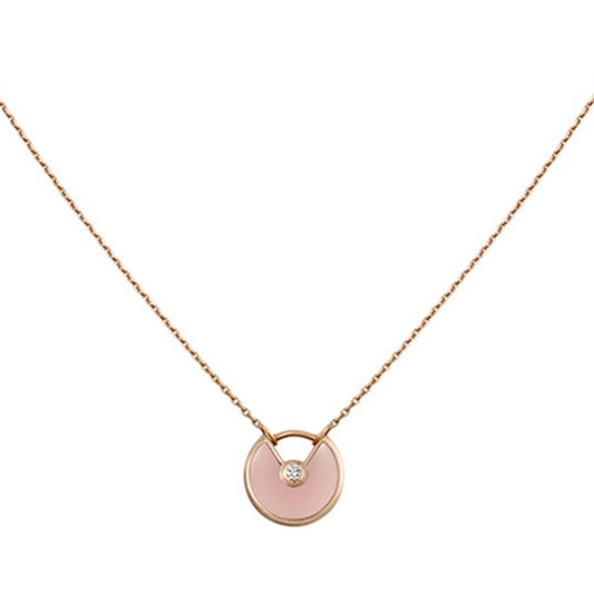 [Aurora]AMULETTE ROSE GOLD PINK MOP NECKLACE