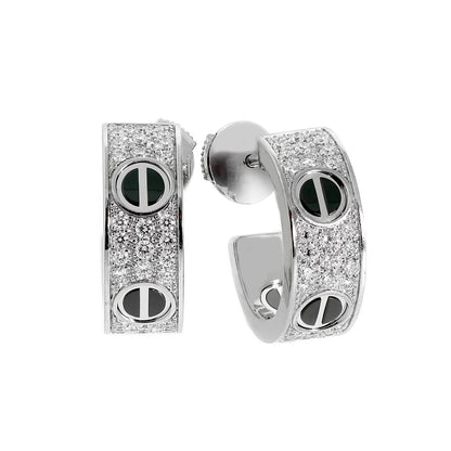 [AURORA]LOVE CERAMIC DIAMOND PAVED SILVER EARRINGS