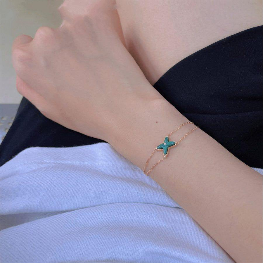 [AURORA]JEUX ARMBAND MALACHIT ROTGOLD 1 DIAMANT
