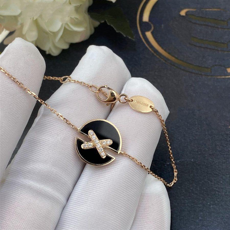 [AURORA]JEUX DE ARMBAND ONYX ROSA GOLD DIAMANTEN