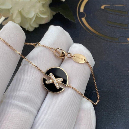 [AURORA]JEUX DE ARMBAND ONYX ROSA GOLD DIAMANTEN