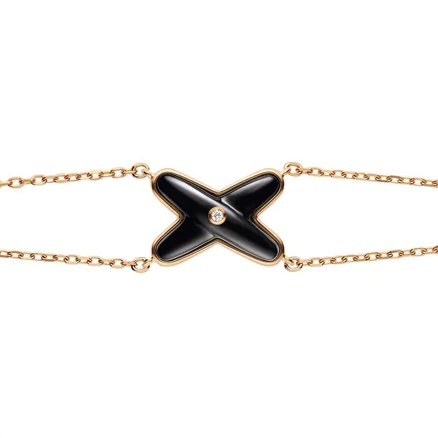 [AURORA]JEUX ARMBAND ONYX ROTGOLD 1 DIAMANT