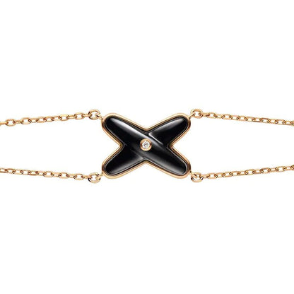 [AURORA]JEUX ARMBAND ONYX ROTGOLD 1 DIAMANT